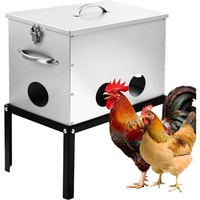Mangeoires personnalisées JH-Mech pour poulets, robustes, avec couvercle à fermeture hermétique, plusieurs ports d'alimentation indépendants, mangeoire à poulets en métal