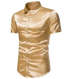 Chemise pour homme à paillettes et sequins, manches courtes, brillante, pour soirée disco, costume de scène, robe de danse dorée, mode, sequins - Product Image 5