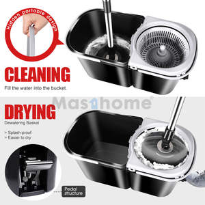 Masthome Fabriek Prijs Droog Nat Stof Super 360 Roterende <span class=keywords><strong>Spin</strong></span> Luie Makkelijke Tornado Dweil 360 Auto Wassen Roterende Dweil En Emmer Set - Product Image 2