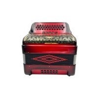 JB3412D Accordéon professionnel en bois 34 boutons 12 basses 5 registres Design rouge et noir Grille diatonique