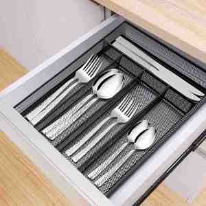 Metal Cutlery Tray <b>4</b> Compartments Flatware Tray for <b>Drawer</b> Kitchen Utensil Silverware Organizer - Product Image 5