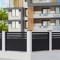 Pagar Privasi Aluminium Horizontal 6 kaki Berlapis Bubuk untuk Taman Belakang Rumah