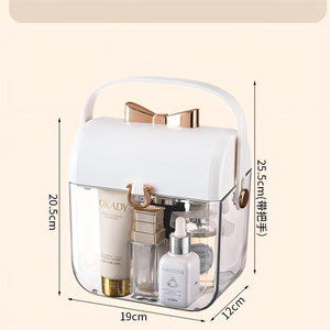 Cute Girls Transparent <strong>Plastic</strong> Cosmetic Storage Box Makeup Organizer Ribbon Flip Cover <strong>Lid</strong>, Portable <strong>Container</strong> Storage Box - Product Image 5