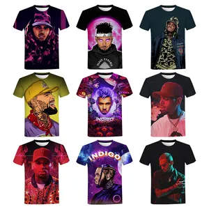 เสื้อพิมพ์ลาย Chris Brown 2022สำหรับผู้ชาย,เสื้อยืดพิมพ์ลายดิจิตอล3D เสื้อยืดฮิปฮอปพิมพ์ลาย All Over 3D