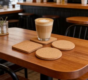 Absorbent Natural <b>Cork</b> <b>Coasters</b>, Custom Logo Eco-Friendly Square & Round Wooden Cup Mats for Drinks, Coffee and Tea - Product Image 1
