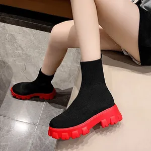 RJNA ZH365 <strong>Women</strong> <strong>Ankle</strong> <strong>Boots</strong> Lightweight Casual for <strong>Women</strong> <strong>Wedge</strong> Fashion Sock <strong>Boots</strong> Knitting Winter Medium Tube Platform <strong>Boot</strong> - Product Image 4