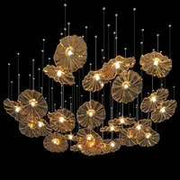 Lustre en verre doré de luxe, luminaire suspendu moderne à LED pour villa, escalier, hall d'hôtel