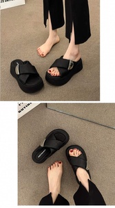 Nouvelles sandales d'été à plateforme et talons hauts de style français pour femmes, à bout ouvert, avec amorti, légères, idéales pour la plage et l'extérieur - Product Image 5