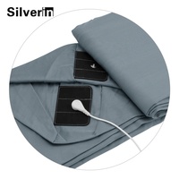 Drap-housse personnalisable King Size en fibre d'argent et Tencel, ultra-doux, antibactérien, avec cordon et prise