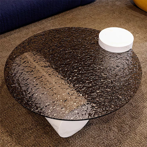 Minimaliste créatif nouvelle peinture <span class=keywords><strong>verre</strong></span> dessus marbre <span class=keywords><strong>Table</strong></span> jambe <span class=keywords><strong>Table</strong></span> basse concepteur petit salon ovale <span class=keywords><strong>verre</strong></span> trempé <span class=keywords><strong>Table</strong></span> à thé - Product Image 2