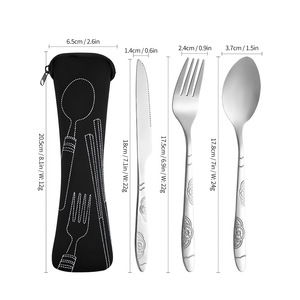 <span class=keywords><strong>Set</strong></span> di posate da campeggio portatile in acciaio inossidabile con custodia, coltello, forchetta e cucchiaio riutilizzabili, posate da viaggio per picnic ed escursioni - Product Image 6