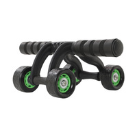 Rouleau abdominal multifonctionnel à 4 roues avec bandes de résistance, rouleau de fitness géant pour entraînement abdominal