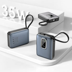 Vente en gros de banques d'alimentation numériques USB C personnalisées PD35W, 10000 mAh, charge rapide, avec câble intégré pour téléphone portable - Product Image 4
