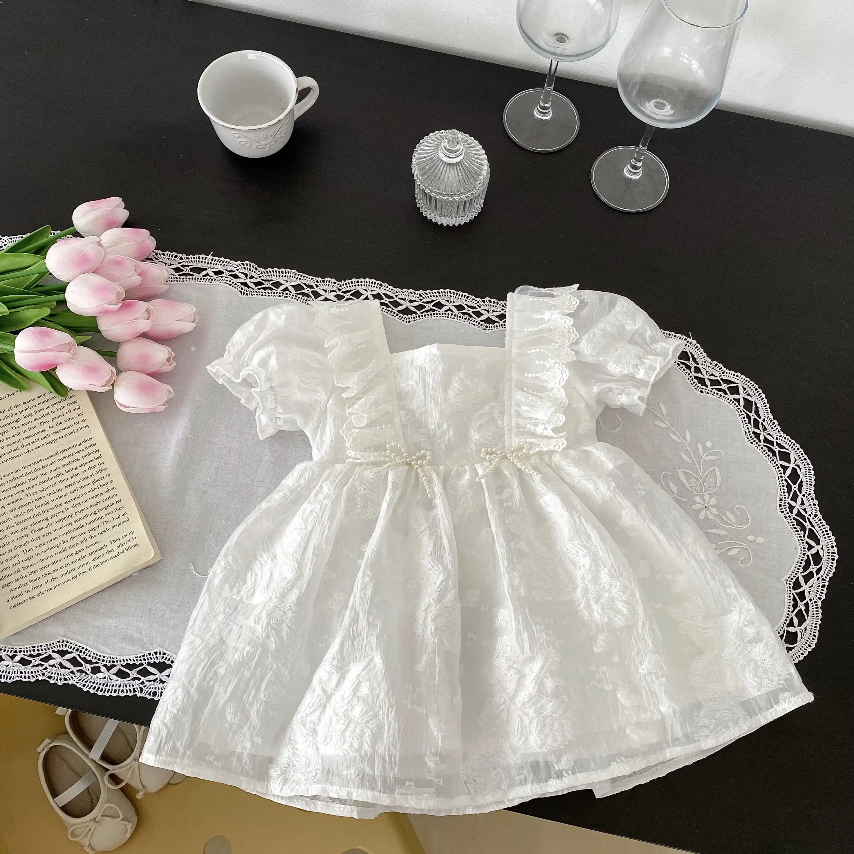 Newborn summer short sleeved clothes Baby Girl Print Solid Lovely romper Fashion 0-2 years old dress skirt