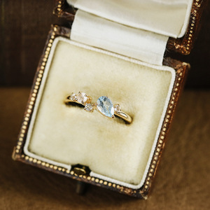 À la mode ciel miroir Simple mode rond blanc cristal Rose Quartz goutte <span class=keywords><strong>d</strong></span>'eau bleu ciel topaze <span class=keywords><strong>bague</strong></span> de <span class=keywords><strong>mariage</strong></span> bijoux fins - Product Image 1