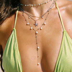 Gemnel 925 Plata Keola collar en capas deslustre-libre y resistente al agua perla estrella de mar encanto extensor colgante collar - Product Image 2