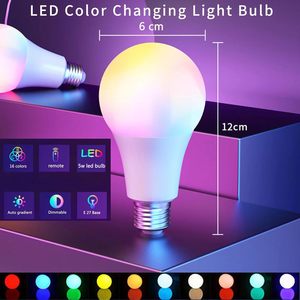 Bombilla LED RGB con Control Remoto, 3W 5W 7W 9W 12W, Base E26 E27, Regulable, Multicolor, para Fiestas, Dormitorios, Hogar, <span class=keywords><strong>Tienda</strong></span> - Product Image 2