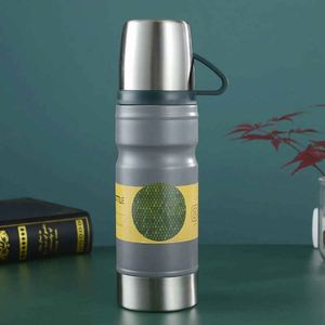 Modern Stainless Steel <b>Bottle</b> With Vacuum Insulation and Tumbler Handle and Lid - Product Image 6