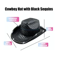 Black Sequin Cowboy Hats with LED Lights, Shiny, Flashing