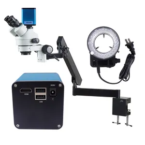 Microscope stéréo trinoculaire 7-45x avec caméra CCD, dispositif multifonctionnel, avec éclairage LED, 7-45x, tests ovales, expédition gratuite