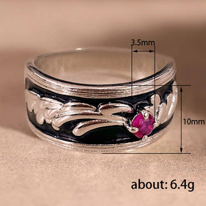 Anello Gotico Vintage con Zirconi Testurizzati per Donne, Tono Platino, Gioiello da Dito alla Moda per Feste - Product Image 5