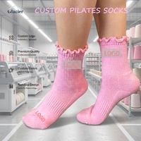 Chaussettes de yoga antidérapantes douces et brodées avec volants, personnalisées pour le studio, pour femmes, idéales pour le Pilates