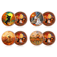 Ensemble de pièces commémoratives d'Halloween 1oz en cuivre fin 999, double face, motifs Chat noir, Fantôme, Citrouille, Épouvantail
