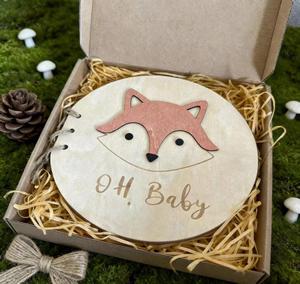Libro de Visitas de Madera Premium con Diseño de Dibujos Animados para Baby Shower y Bautizo, con Grabado 3D - Libro de Recuerdos para Padres Primerizos - Product Image 1