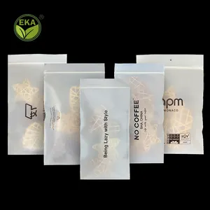 Eka özel boyut geri dönüşümlü temizle uzun plastik kalem küçük kilitli çanta ile Logo biyobozunur diş fırçası Compostable çanta