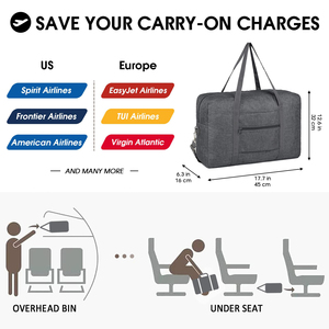 Travel Duffel Bag Underseat Foldable <b>Carry</b>-<b>on</b> <b>Luggage</b> Bag with Shoulder Strap - Product Image 2