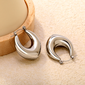 Pendientes de Aro Geométricos, Chapados en Oro de 18K, Acero Inoxidable, Impermeables y Antialérgicos, Estilo Clásico, Joyería de Moda - Product Image 2