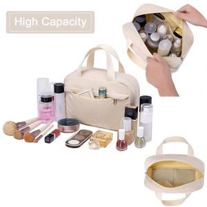 BSCI Factory Makeup <b>Bag</b> for Women <b>Corduroy</b> Travel Cosmetic <b>Tote</b> Large Make Up Organizer Toiletry <b>Bags</b> Zipper Pouch Purse - Product Image 5