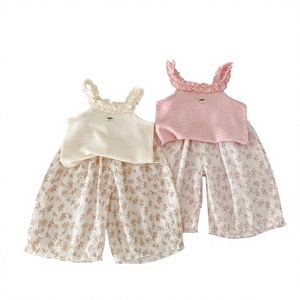Yazlık Bebek Kız Çocuk Kolsuz Bluz ve Pantolon 2 Parça Takım Bebek Giyim Seti Moda Bebek Kıyafetleri - Product Image 1