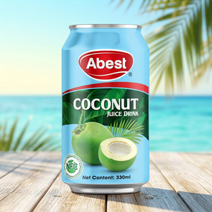 Agua de Coco Orgánica Abest en Lata de 330 ml con Pulpa, Bebida Refrescante de Coco, Venta al por Mayor, OEM, ODM, Marca Privada - Product Image 1