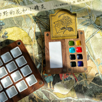 Palette de peinture aquarelle en bois de noyer rétro 8 couleurs, boîte en bois, séparateur de peinture DIY, boîte à couvercle magnétique, mini boîte de peinture de voyage