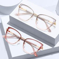 MS 82184 Gafas ópticas de moda para mujer Diseño de estilo brillante TR90 Marco de metal Gafas de bloqueo de luz azul Logotipo personalizado