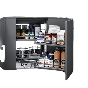 Unihopper <b>Kitchen</b> Pull-Out Basket L-Shape Double-Layer <b>Storage</b> <b>Corner</b> Organizer With Linkage System For Pantry Use - Product Image 3