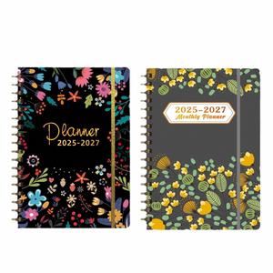 สมุดบันทึกปฏิทินแบบเย็บกี่ความร้อน ขนาด A5 108 หน้า พิมพ์ลายข้ามพรมแดน รุ่นใหม่ ปี 2025-2027 พร้อมเชือกยางยืด ภาษาอังกฤษ - Product Image 1
