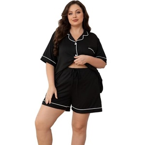 Conjunto de Pijama Corto de Manga Corta para Mujer, Textura Premium Minimalista, Ropa de Dormir Holgada, Personalizable - Product Image 2