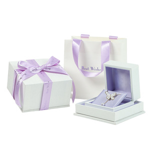 Purple Bow Silk Square <b>Jewelry</b> <b>Box</b> Fashionable Ring Earring <b>Necklace</b> <b>Box</b> High-End Embossed Gift <b>Box</b> with Best Wishes Design - Product Image 5