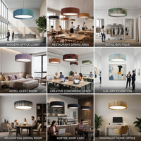 Luminaire suspendu LED acoustique moderne en forme d'anneau, lampe de plafond à lattes en PET pour restaurant, bureau, hôtel, éclairage à réduction de bruit ambiant