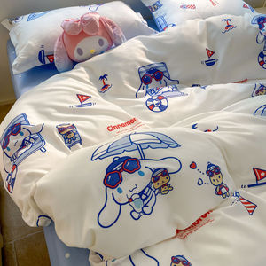 4pcs dễ thương in mềm chải rửa bông bedsheet Duvet cover <span class=keywords><strong>bedding</strong></span> <span class=keywords><strong>Set</strong></span> - Product Image 5