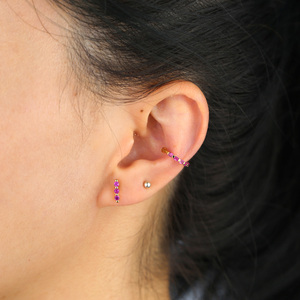 Promotion Simple Round Circle <strong>Clip</strong> <strong>on</strong> <strong>Earring</strong> Gold Plated Colorful Rectangle CZ No Piercing Ear Cuff - Product Image 5