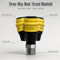 Y Type Male Thread Pneumatic Fitting Plastic Steel Push In Quick Connector 1/2" 3 Way Air Hose Splitter 1 to 3 Air Tube Joint
