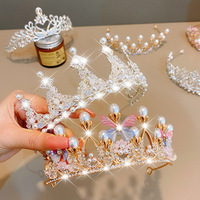 Bandeau en métal personnalisé en forme de couronne et de papillon pour princesse Accessoires de décoration pour gâteau d'anniversaire d'enfants de mariage de haute qualité