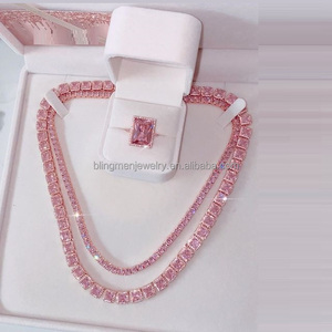 Iced Out-gargantilla de cadena cubana para mujer y niña, de circonia cúbica rosa, joyería <span class=keywords><strong>Punk</strong></span> Rock - Product Image 6