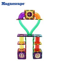 Magnescape-bloques de construcción de plástico ABS para niños, 106 piezas, azulejos magnéticos educativos, canicas, para correr, seguro, juguete para niños