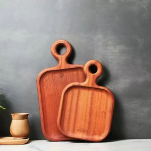 Tabla de cortar cuadrada de madera de sapele para uso en hoteles, cafeterías y fiestas de té. - Product Image 4