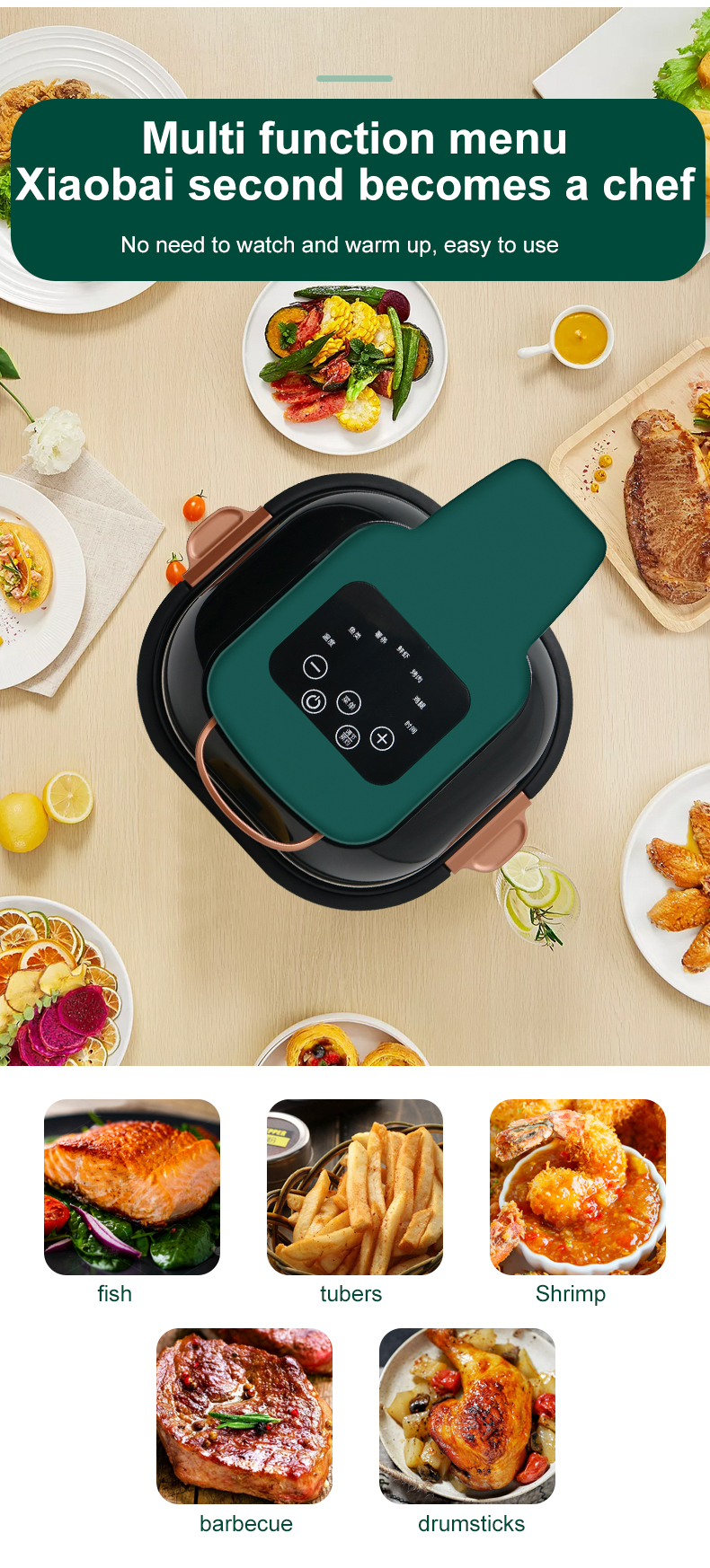 Air Fryer Household 6.7L Large Capacity Visual Window Oil Smoke Free Fried Chicken Legs And Chips Air Oven Factory OEM