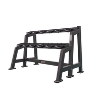 Support de rangement pour haltères robuste 6 paires, cadre en acier rectangulaire 75*50*2.5mm, support arqué à 2 niveaux pour salle de sport commerciale